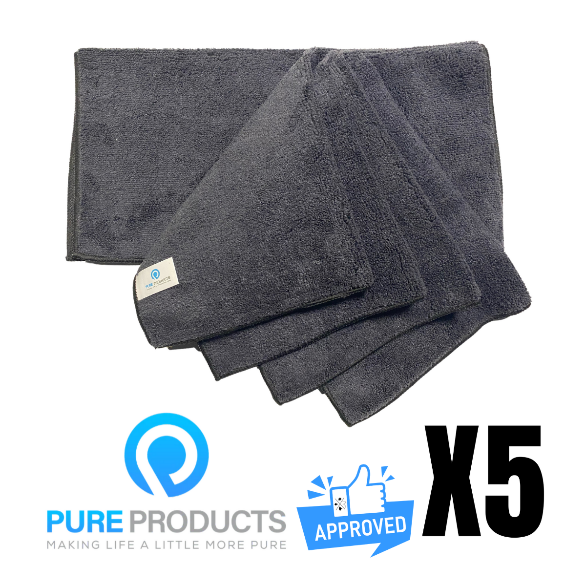 MicroFiber Towels - Set of 5 - 15" x 15"