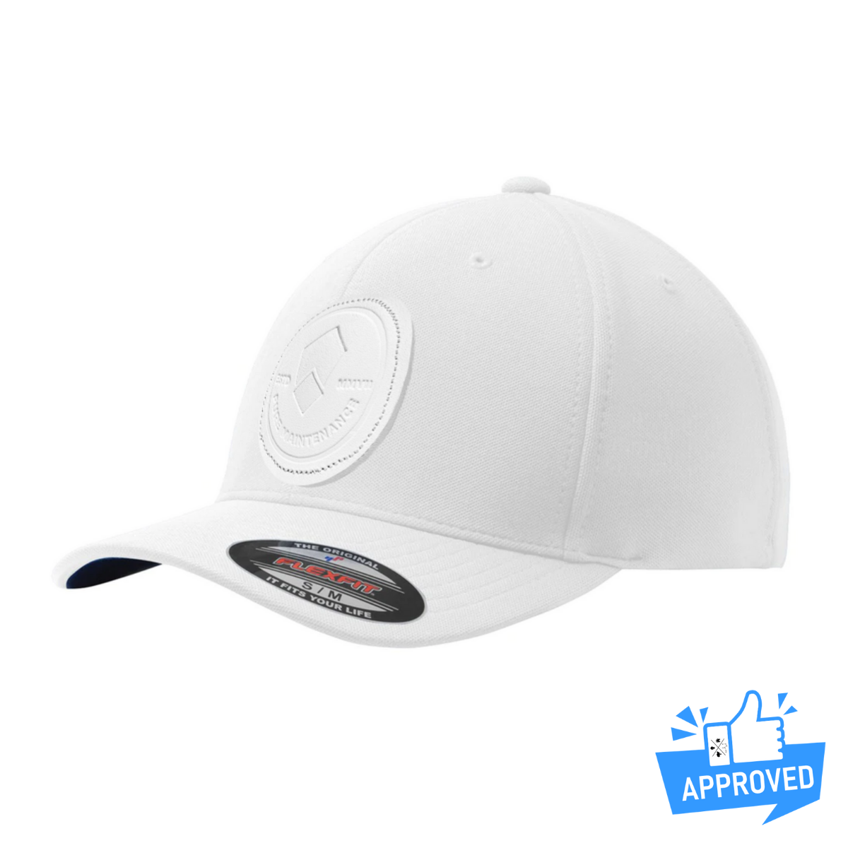 White Pure Maintenance Hat with white leather patch