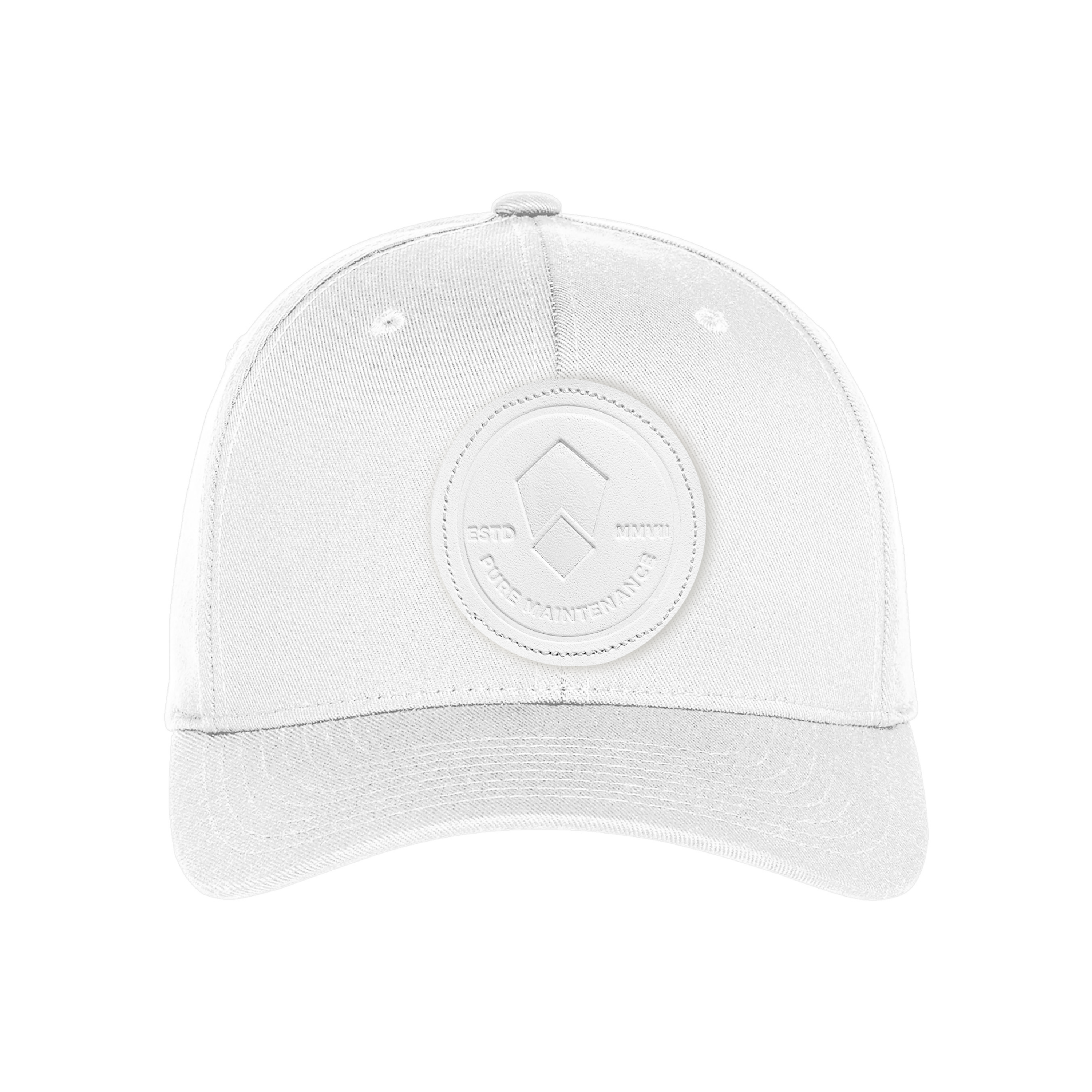 White Pure Maintenance Hat with white leather patch